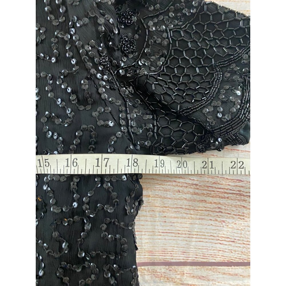 Vintage Brilliante By J.A Women's Black Beaded 100% Silk Dress - Medium - Picture 5 of 12